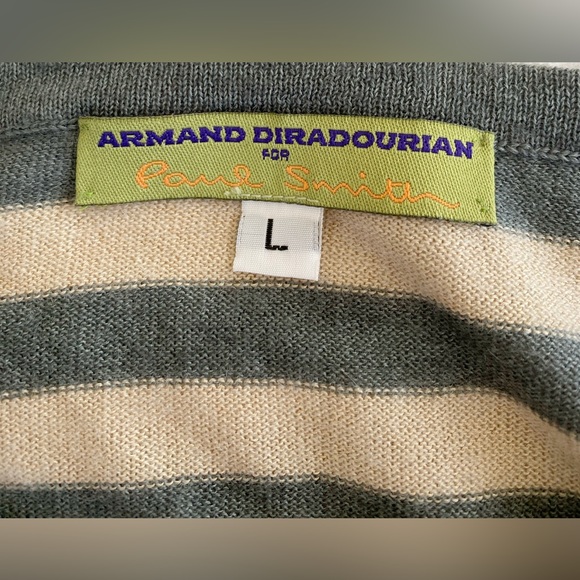 NWOT Armand Diradourian for Paul Smith Cashmere Cotton Striped Sweater L - Picture 7 of 7